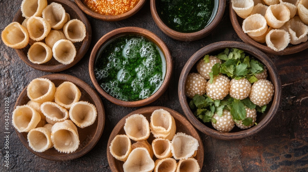 Colorful Spread of Traditional Indian Street Snacks Colorful Spread of Traditional Indian Street Snacks