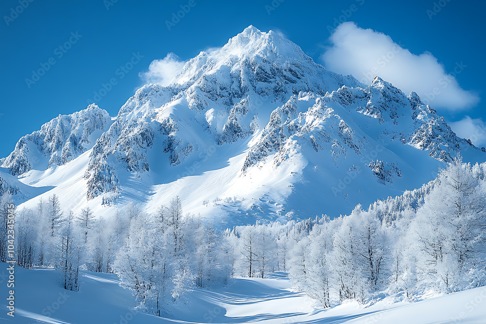 A stunning view of a snow-covered mountain range beneath a clear blue sky, with sunlight illuminating the peaks and showcasing the beauty of winter.
A stunning view of a snow-covered mountain range beneath a clear blue sky, with sunlight illuminating the peaks and showcasing the beauty of winter.