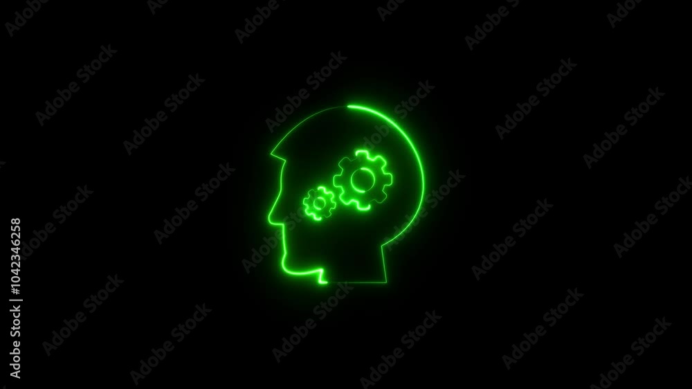 Neon brain icon animation. Glowing neon Complicated Brain . Digital Brain power icon Animation Neon brain icon animation. Glowing neon Complicated Brain . Digital Brain power icon Animation