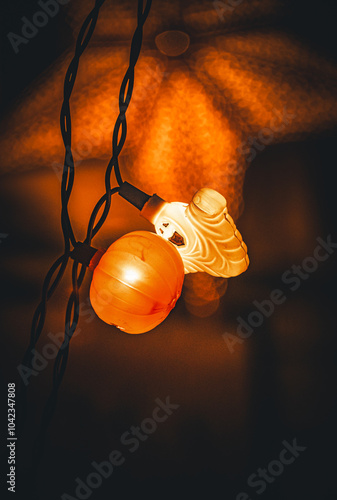 hallowien light bulb on a dark background