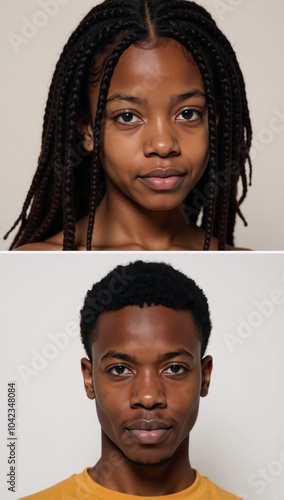 African-American girl with dreadlocks Light background Portrait of young Black man Portraiture photo