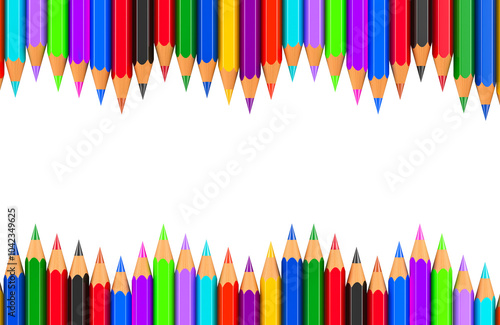 Background from colored pencils, 3D rendering isolated on transparent background