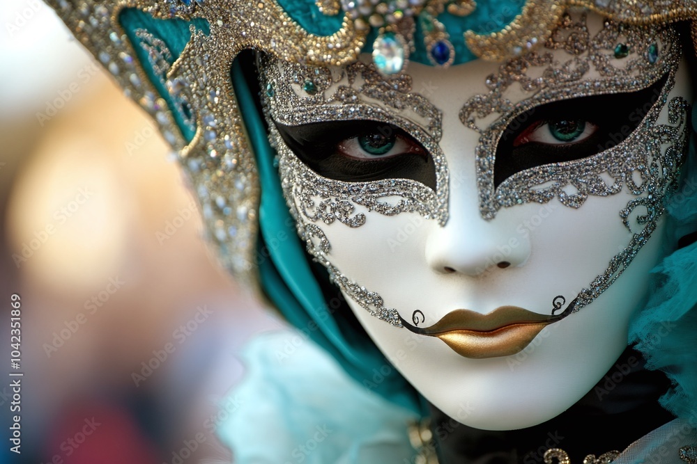 Carnival-goer in costume with a background softly out of focus 2 Carnival-goer in costume with a background softly out of focus 2