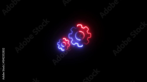 Wallpaper Mural Neon gear icon animation. Glowing neon gear symbol Torontodigital.ca