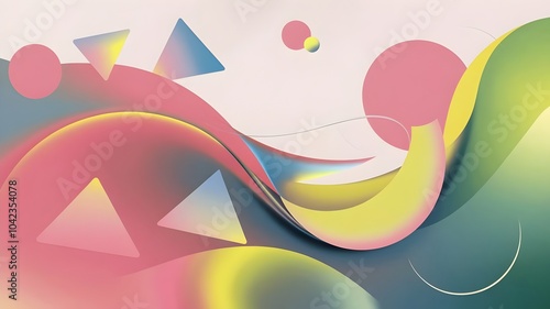 Dynamic Colorful Waves Shapes Design Abstract Art Composition 