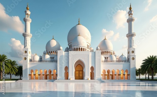 Islamic background with magnificent mosque create with generative AI generated 