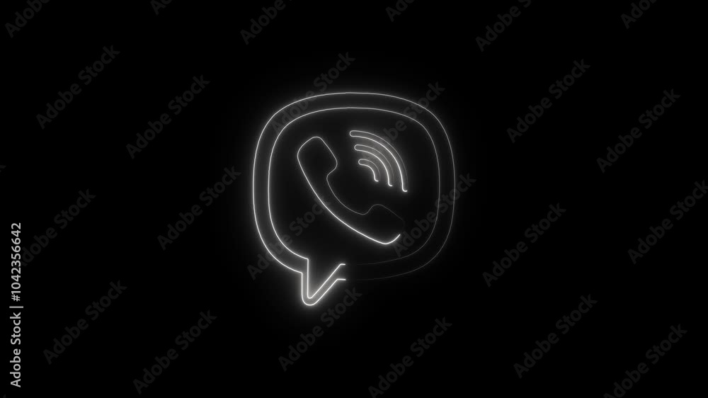 Glowing neon calling icon animation on black background. Glowing neon calling icon animation on black background.