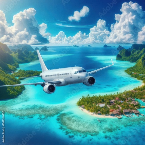 Wallpaper Mural airplane isolated on white Torontodigital.ca