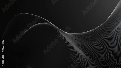 A sleek modern outline border design with fine lines abstract black background