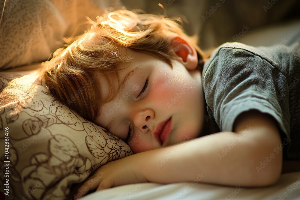 Child drooling on their pillow while sleeping, afternoon light, close-up, innocent, side angle 2 Child drooling on their pillow while sleeping, afternoon light, close-up, innocent, side angle 2