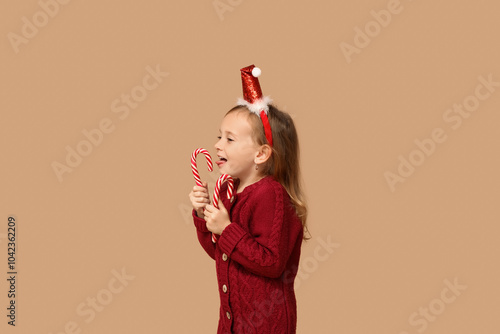 Happy little girl in red ch...