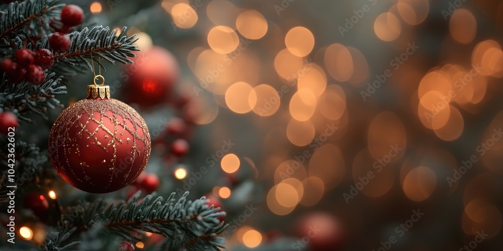 Christmas greeting with tree and Christmas balls Christmas greeting with tree and Christmas balls