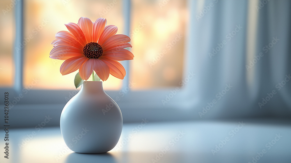 Single Flower in Minimal White Vase Single Flower in Minimal White Vase