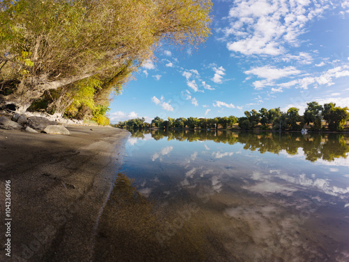 Fototapeta Sacramento river shoreline in fall