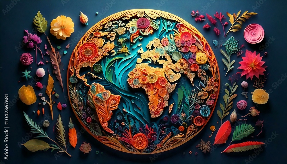 Naklejka premium generative AI. Earth with various plants and fruits. Illustration for World Environment Day, World Earth Day