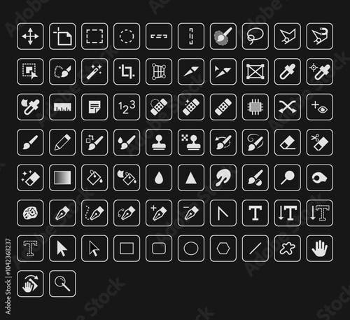 Photoshop app toolbar icons, illustrator app toolbar icon vector 2025