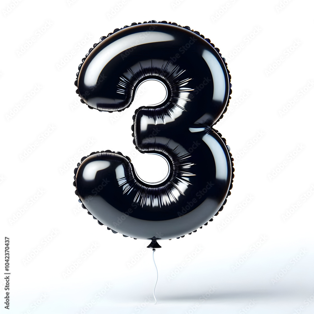 number 3 black balloon isolated number 3 black balloon isolated