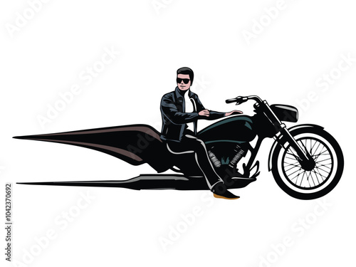 stylish man riding a motorcycle . bike vector art. 