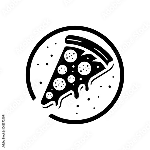 Pizza Black and White Vector logo