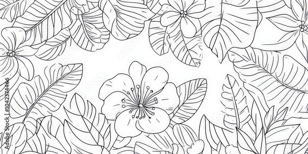 Fototapeta premium Black and White Floral Illustration.