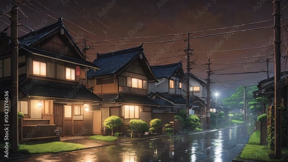houses in the night houses in the night