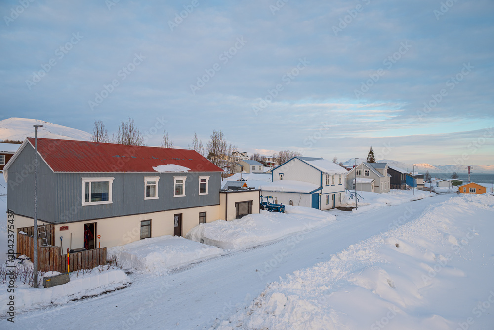the village on island of Hrisey in Iceland the village on island of Hrisey in Iceland
