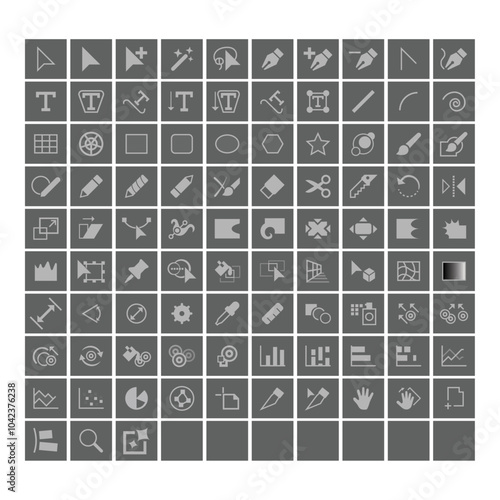 illustrator app toolbar icon, photoshop app toolbar icons 2025