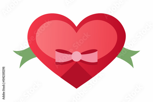 A heart with a ribbon bow.on white. Luxurious heart symbol Valentine graphic design.