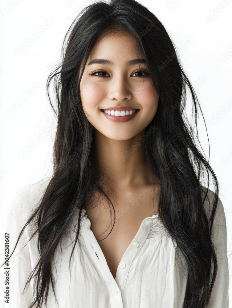 Smiling Asian Woman with Long Hair Smiling Asian Woman with Long Hair
