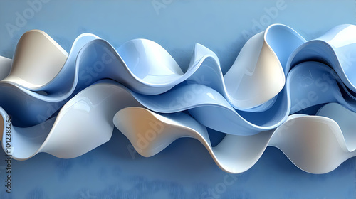 Wavy ceramic forms in blue ...