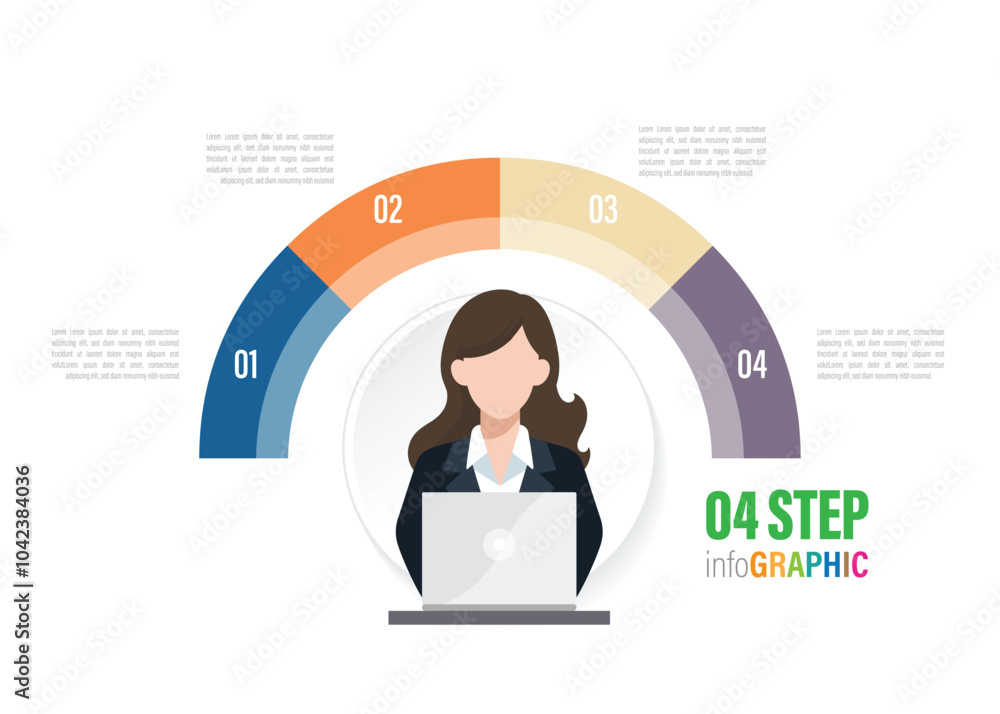 woman employee half circle Pie charts for infographics. Elements with 3, 4, 5, 6, 7, 8, 9, 10 steps, options.