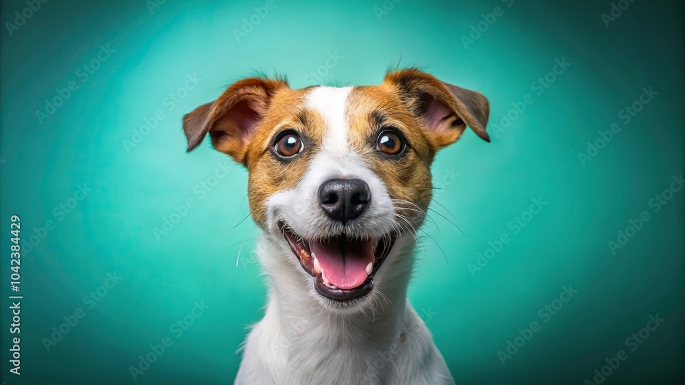 Reflective Jack Russell Terrier headshot on teal background Reflective Jack Russell Terrier headshot on teal background