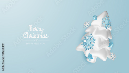 Happy New Year and Merry Christmas. Christmas holiday background with realistic 3d objects, Gift boxes, Christmas balls, snowflakes, conical metal stars.
