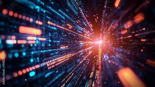 Wallpaper Mural Abstract data stream with light trails in futuristic setting Torontodigital.ca