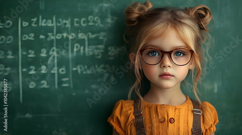 A young girl with glasses s...