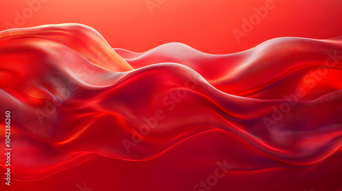 Flowing red fabric creating...