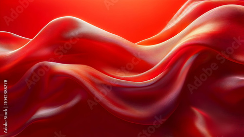 Flowing red fabric creates ...