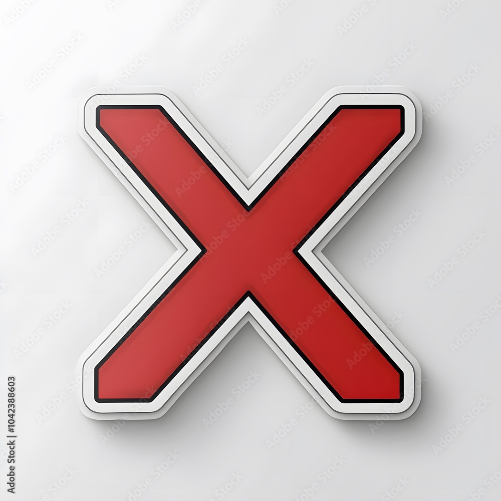 Bold red 'X' symbol on a sleek white background, conveying a clear message of rejection or error. Bold red 'X' symbol on a sleek white background, conveying a clear message of rejection or error.