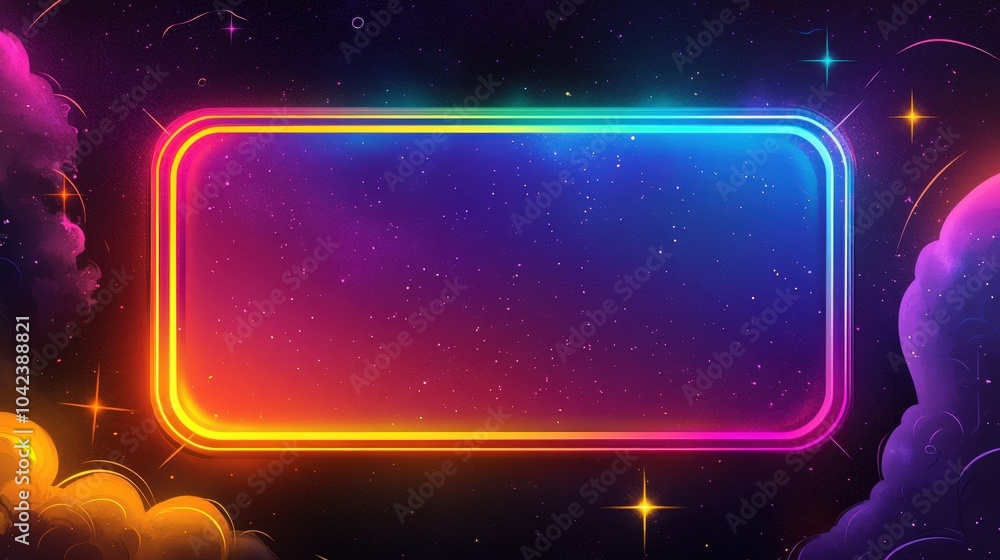 Obraz premium Bright Neon Rectangle Illustration on Colorful Background