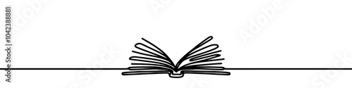 Continuous line drawing representing an open book