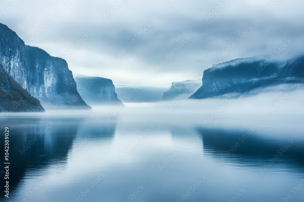 Fototapeta premium Misty Fjord Landscape.