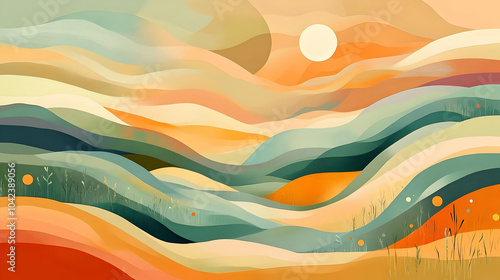 Abstract landscape with flo...
