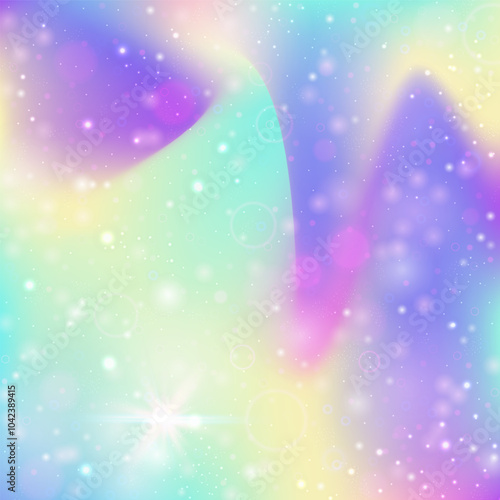 Rainbow Gradient. Purple Fairy Background. Magic Invitation. Holographic Sparkles Effect. Pink Colorful Pattern. Lilac Universe Hologram. Girl Texture. Stars Rainbow Gradient.