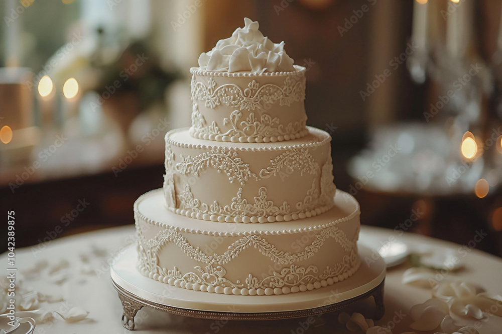 Beautifully Decorated Four-Tiered Wedding Cake Beautifully Decorated Four-Tiered Wedding Cake