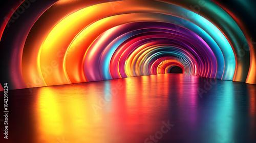 Vibrant, illuminated tunnel...