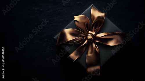 Elegant Black Gift Box with Gold Ribbon: A Simple, Chic, and Sophisticated Present