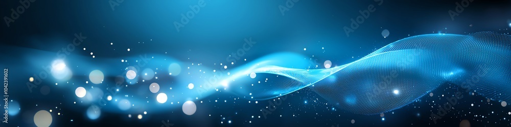 Abstract blue wave with glowing bokeh lights on a dark background, creating a serene and futuristic atmosphere. Abstract blue wave with glowing bokeh lights on a dark background, creating a serene and futuristic atmosphere.