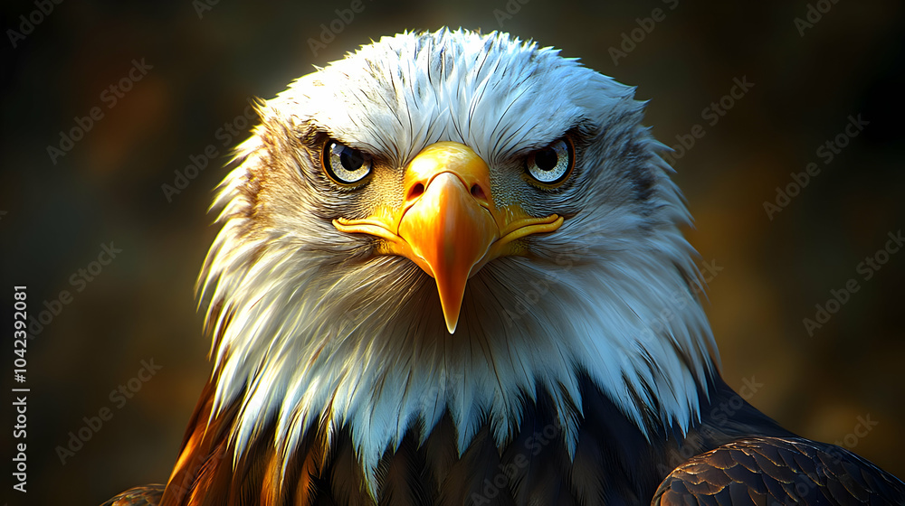 Fototapeta premium A close-up of a majestic eagle with intense eyes and detailed feathers.