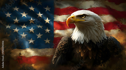 A majestic eagle in front o...