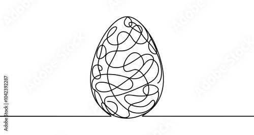 Easter egg continuous line drawing simple minimalist design